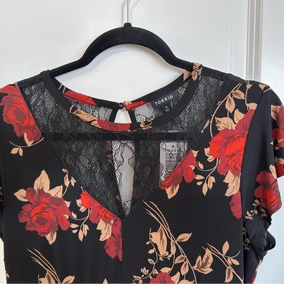 Torrid Floral Boho Black and Red Dress - Picture 5 of 5
